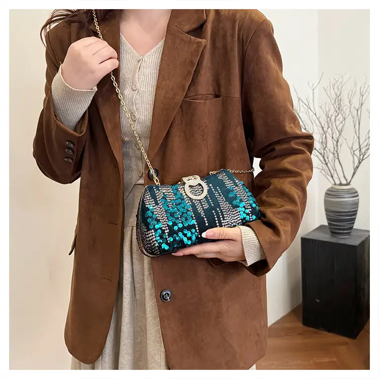 Red Sequin Chain Shoulder Bag for Women — feature 21