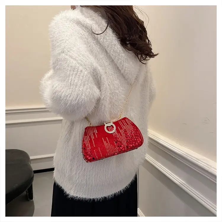 Red Sequin Chain Shoulder Bag for Women — feature 22