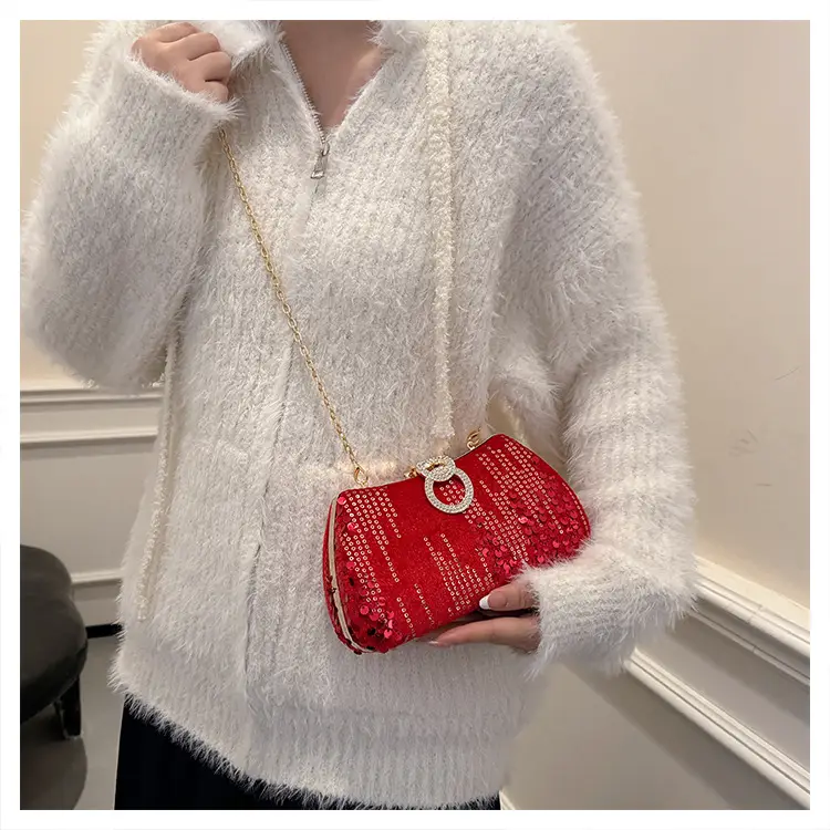 Red Sequin Chain Shoulder Bag for Women — feature 23
