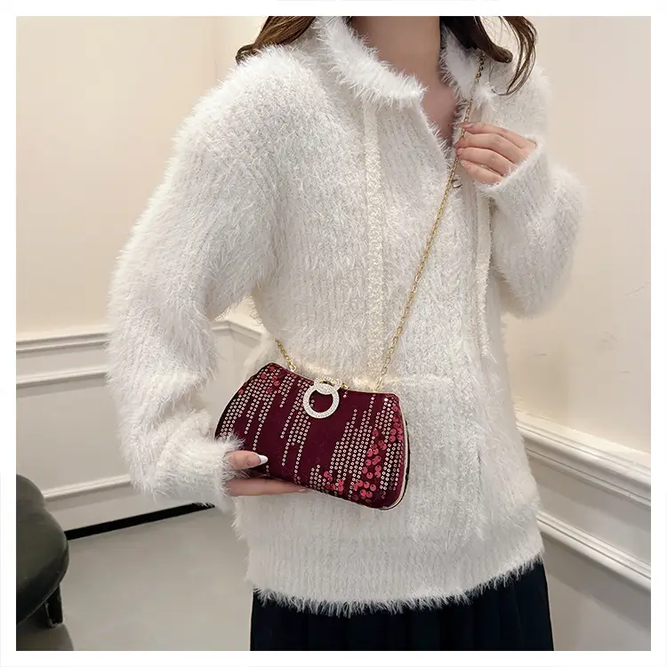 Red Sequin Chain Shoulder Bag for Women — feature 25