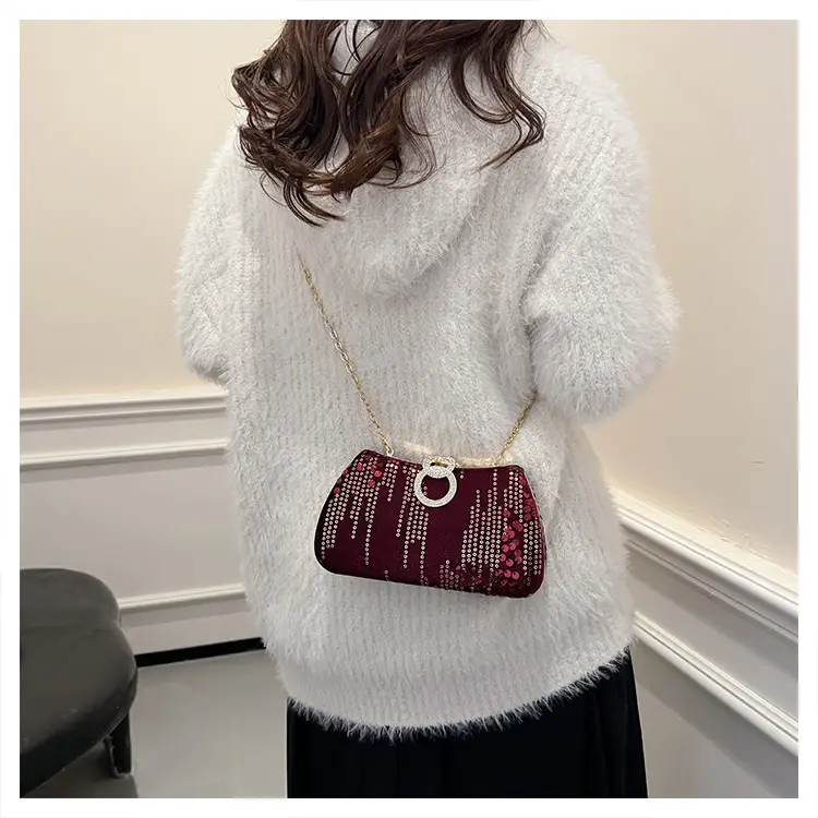 Red Sequin Chain Shoulder Bag for Women — feature 26