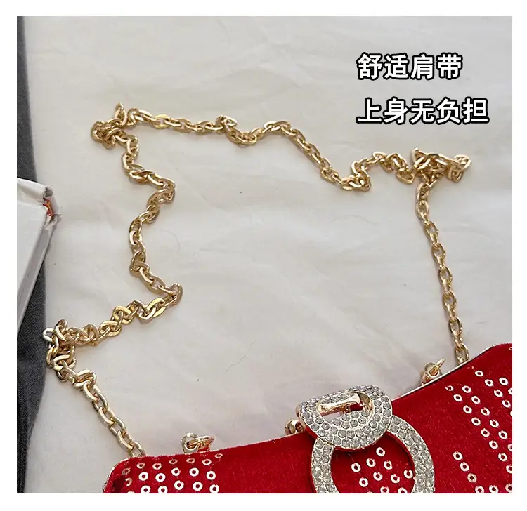 Red Sequin Chain Shoulder Bag for Women — feature 5