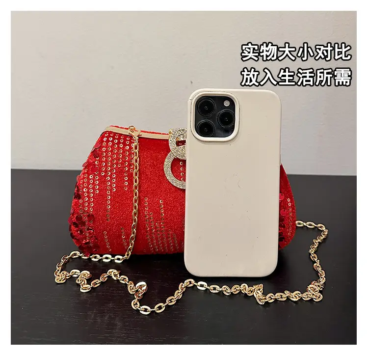 Red Sequin Chain Shoulder Bag for Women — feature 6