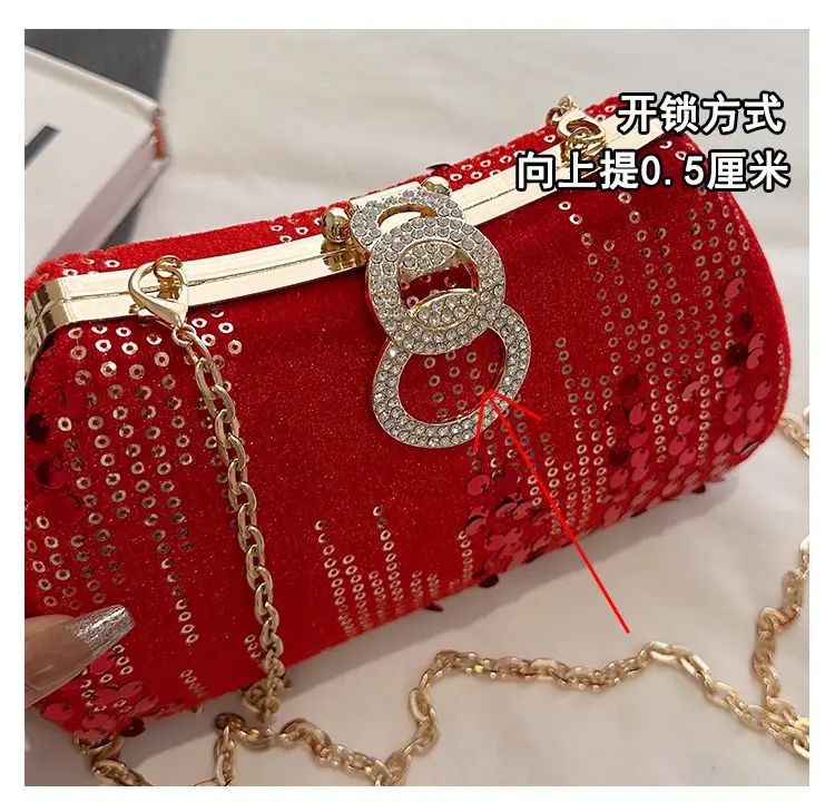 Red Sequin Chain Shoulder Bag for Women — feature 7