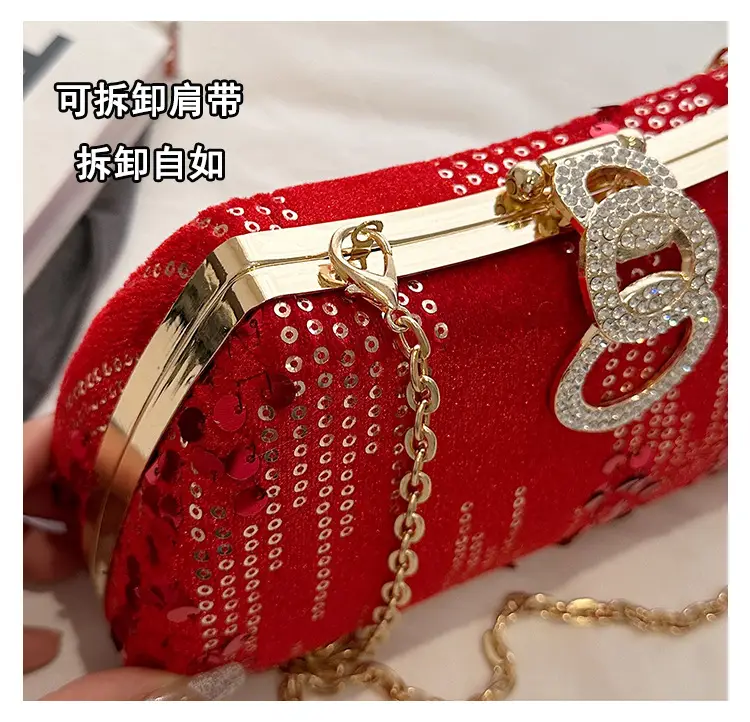 Red Sequin Chain Shoulder Bag for Women — feature 8