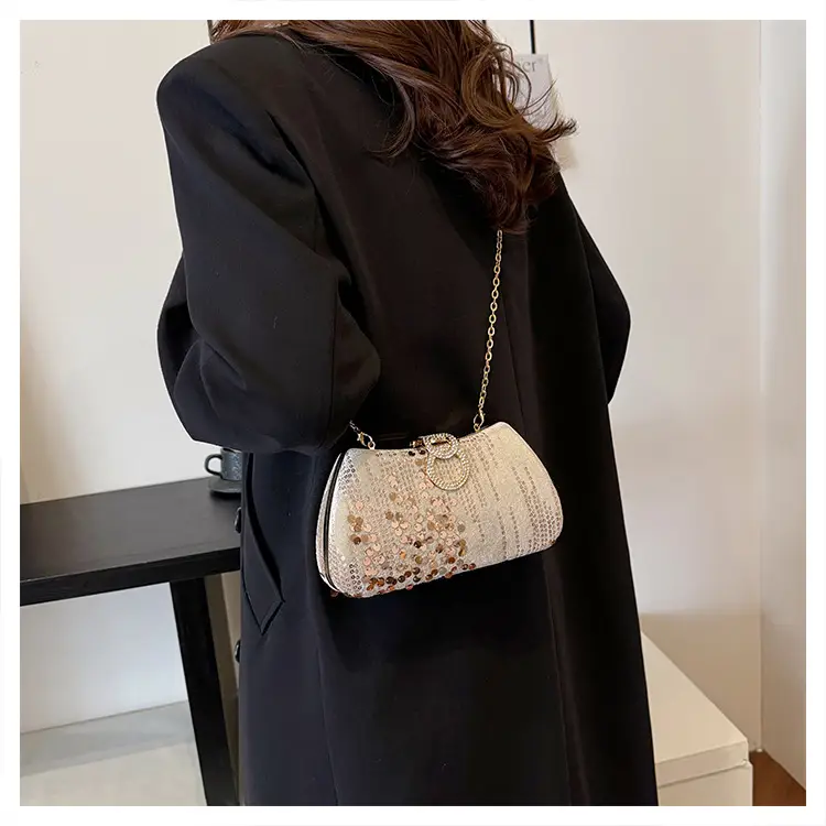 Red Sequin Chain Shoulder Bag for Women - Image 3