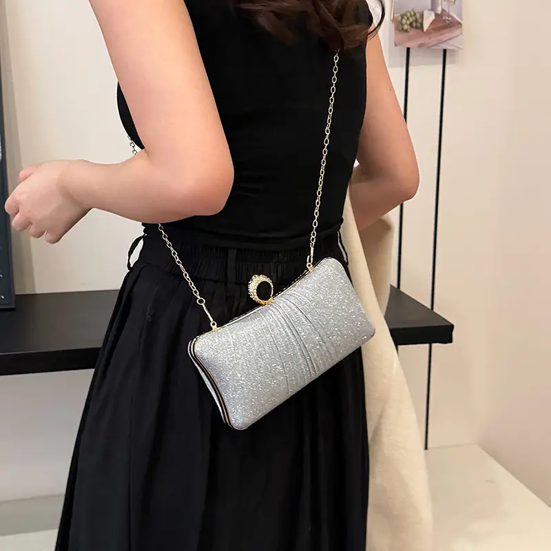 Black Sparkly Crossbody Clutch Bag for Women - Image 7