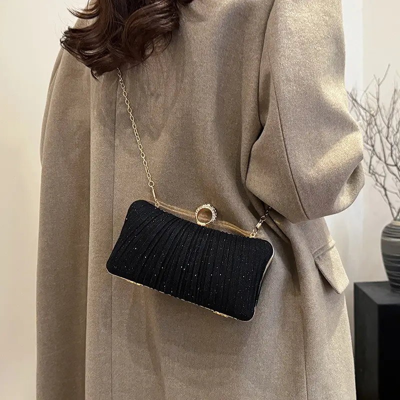 Black Sparkly Crossbody Clutch Bag for Women - Image 8