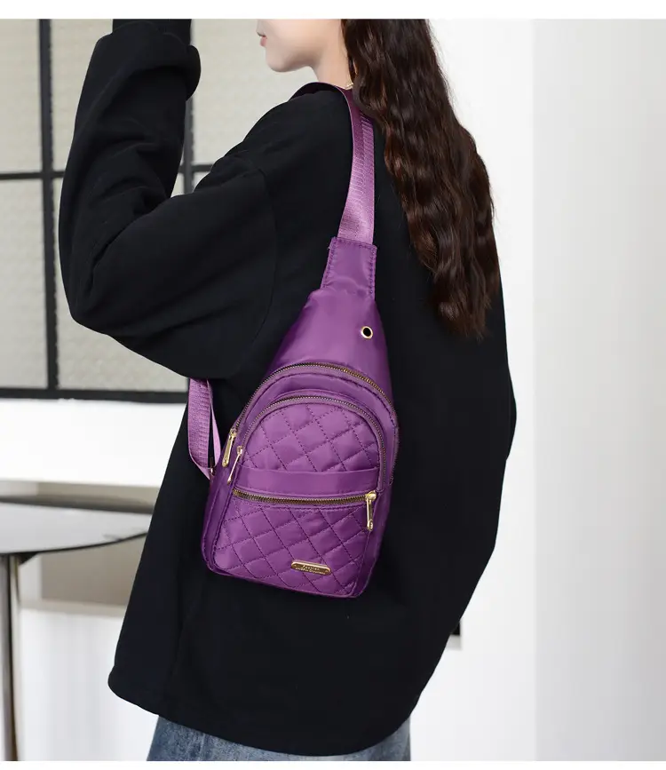 Red Quilted Shoulder Crossbody Bag with Data Holes — feature 14