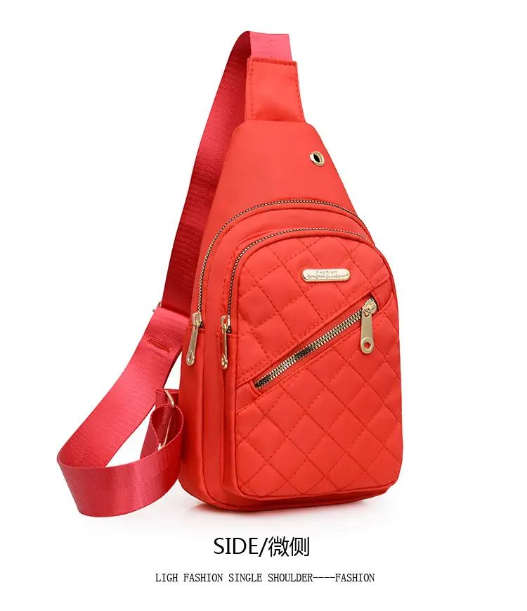 Red Quilted Shoulder Crossbody Bag with Data Holes — feature 16