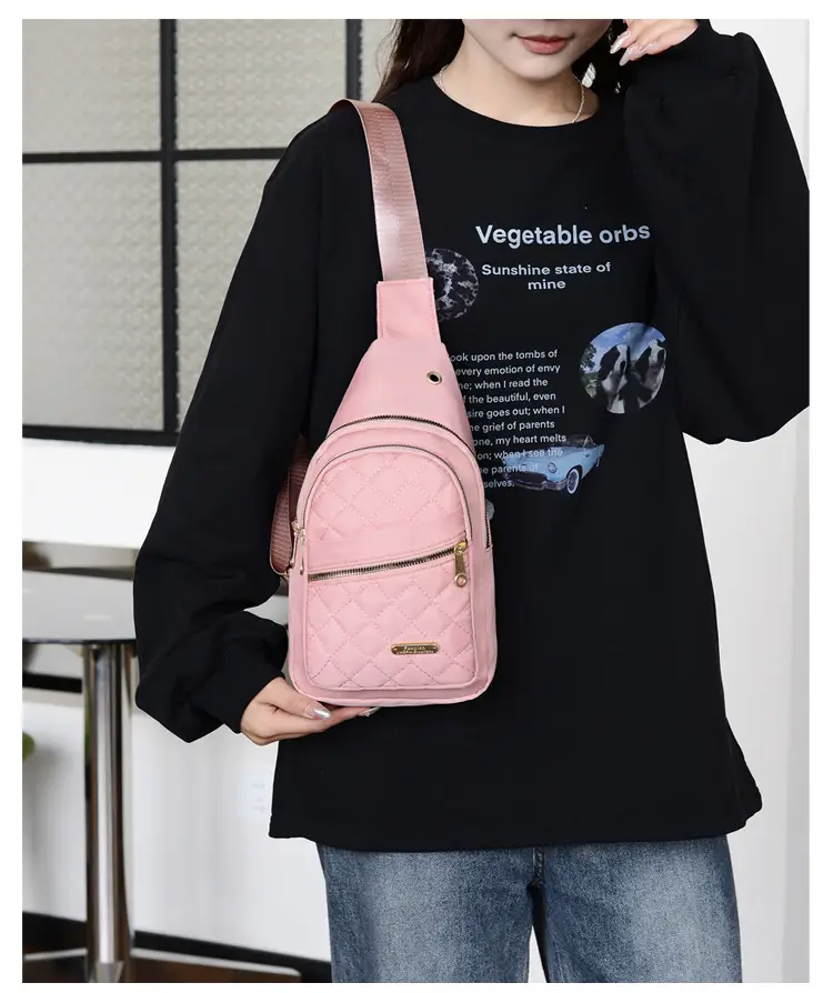 Red Quilted Shoulder Crossbody Bag with Data Holes — feature 21