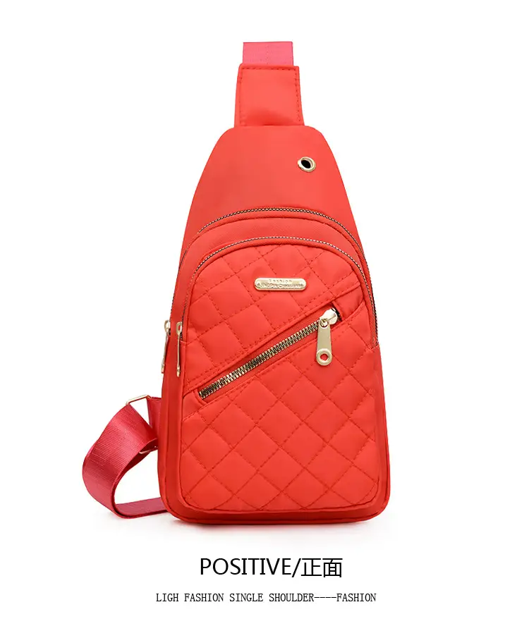 Red Quilted Shoulder Crossbody Bag with Data Holes — feature 25