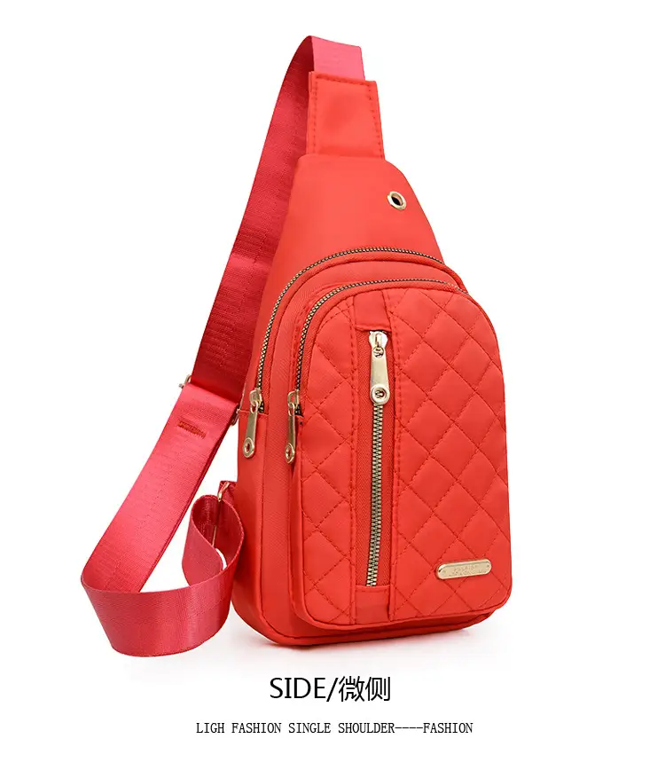 Red Quilted Shoulder Crossbody Bag with Data Holes — feature 26