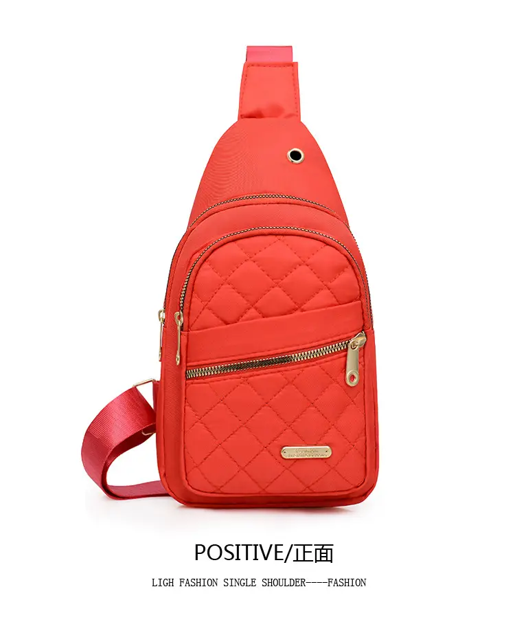 Red Quilted Shoulder Crossbody Bag with Data Holes — feature 31