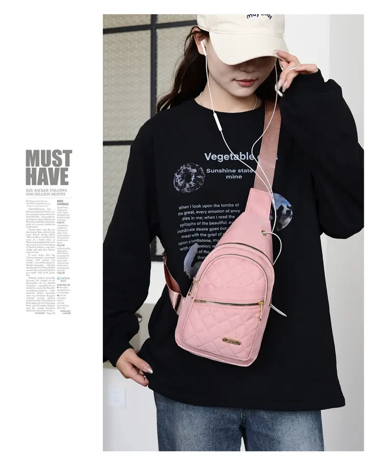 Red Quilted Shoulder Crossbody Bag with Data Holes — feature 39