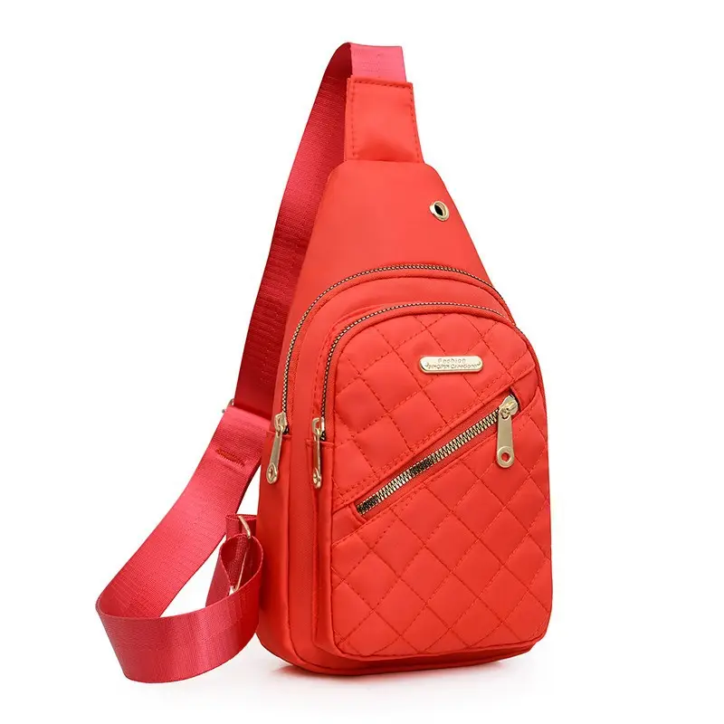 Red Quilted Shoulder Crossbody Bag with Data Holes - Image 11
