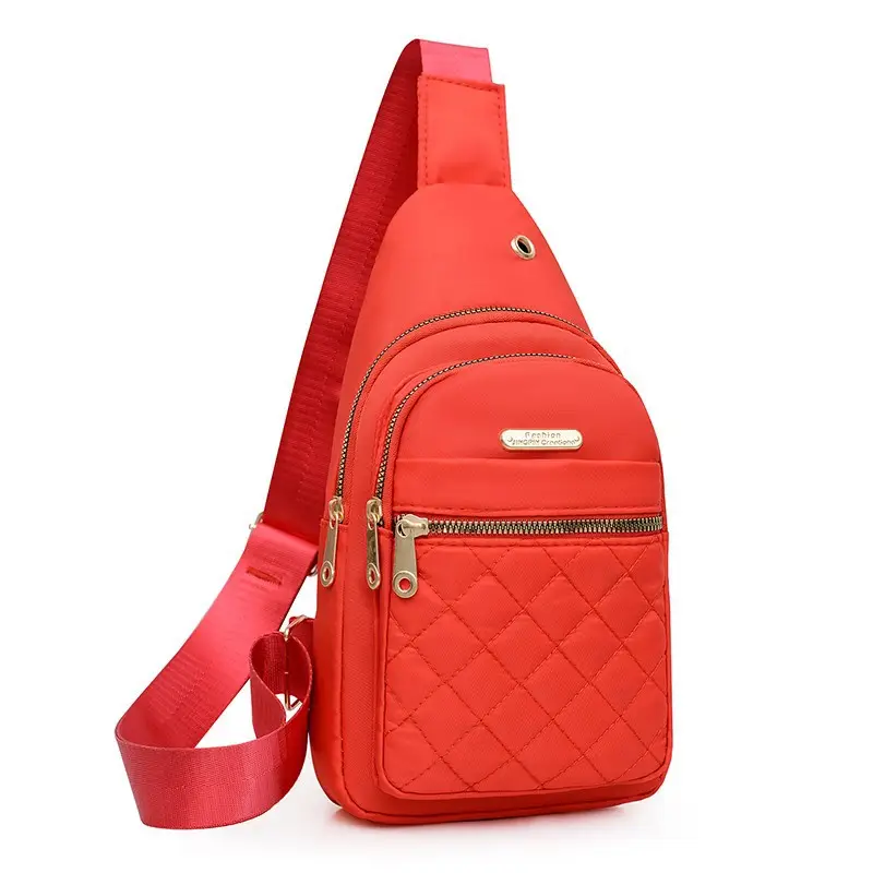 Red Quilted Shoulder Crossbody Bag with Data Holes - Image 6