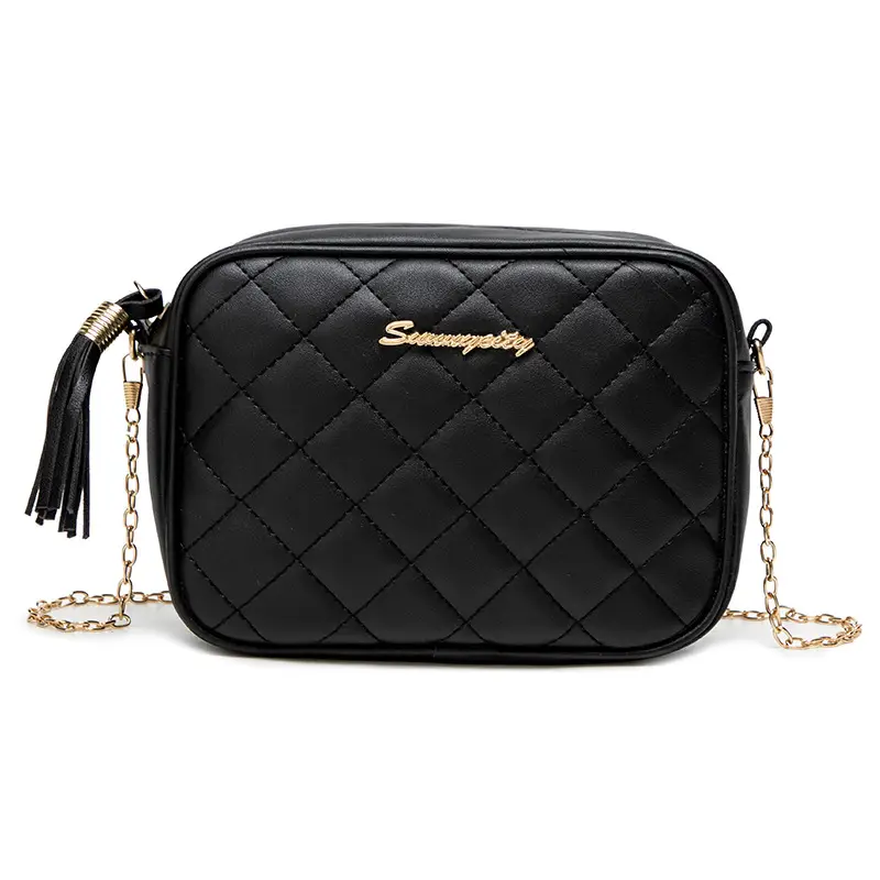 Korean Quilted Embroidered Women's Shoulder Bag Brown - Image 10