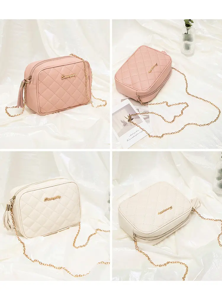 Korean Quilted Embroidered Women's Shoulder Bag Brown — feature 18