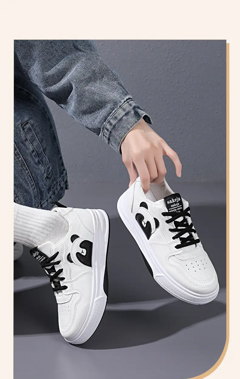 White Sneakers for Women Wholesale Leather Waterproof Casual Women's Shoes Outdoor Cartoon Panda Soft Sole Fashion Flat Sneakers for Women — feature 29