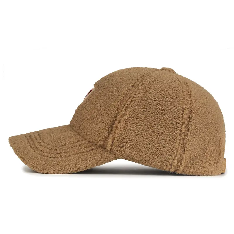 Winter Women's Embroidered Lamb Wool Cap Maroon - Image 9