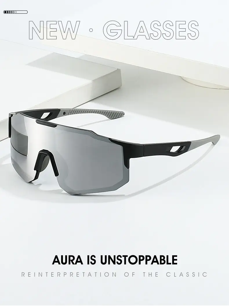 Men Anti-UV Cycling Sunglasses Retro Large Frame Windproof — feature 5