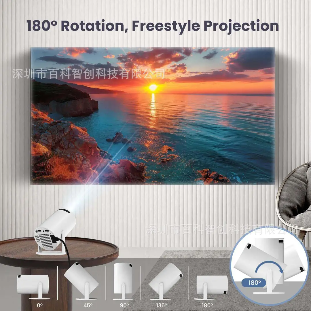 Cross-Border Overseas Version Projector Hy300Miniprojector Wall Projection Portable Barrel Projector Wifi - Image 3