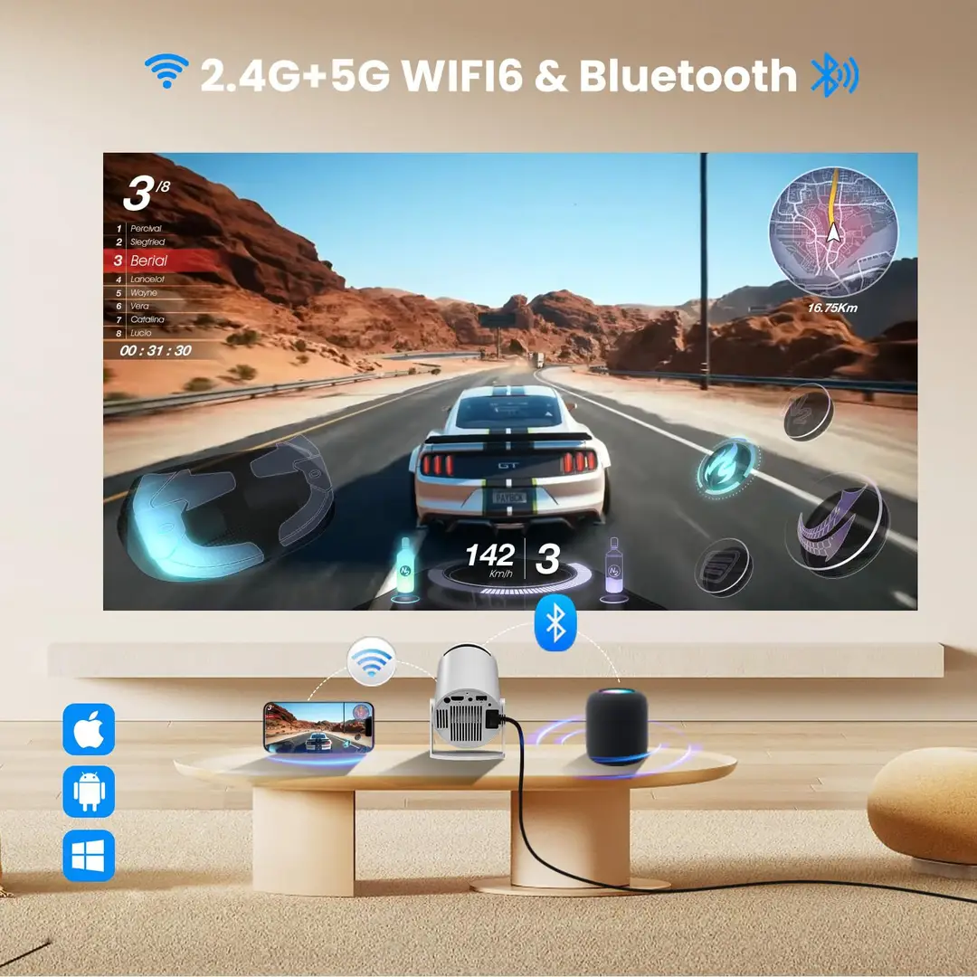 Cross-Border Overseas Version Projector Hy300Miniprojector Wall Projection Portable Barrel Projector Wifi - Image 4