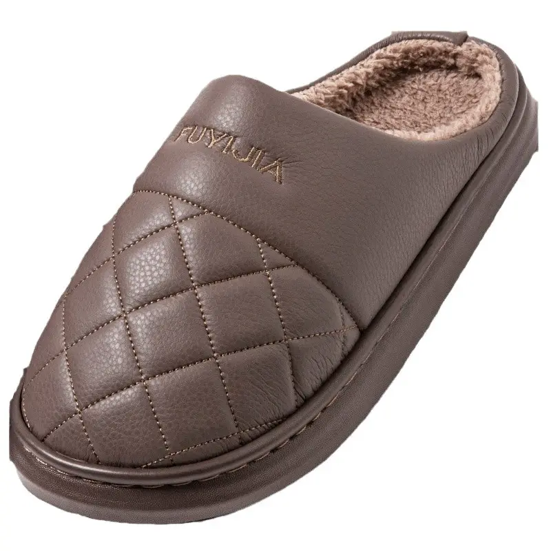Men's Winter Cotton Slippers with Thick Soles for Indoor Use, Non-Slip, Warm, Fleece-Lined, Thickened, Large Size, Breathable, for Home Use