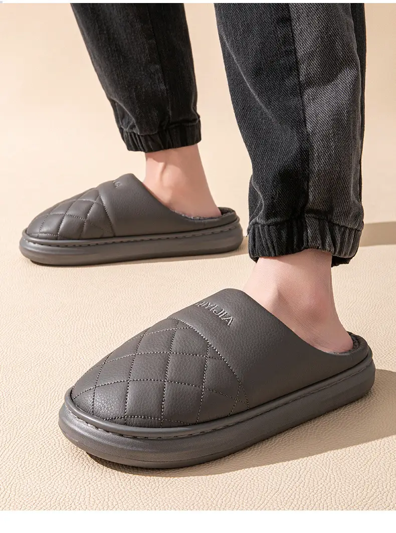 Men's Winter Cotton Slippers with Thick Soles for Indoor Use, Non-Slip, Warm, Fleece-Lined, Thickened, Large Size, Breathable, for Home Use — feature 13