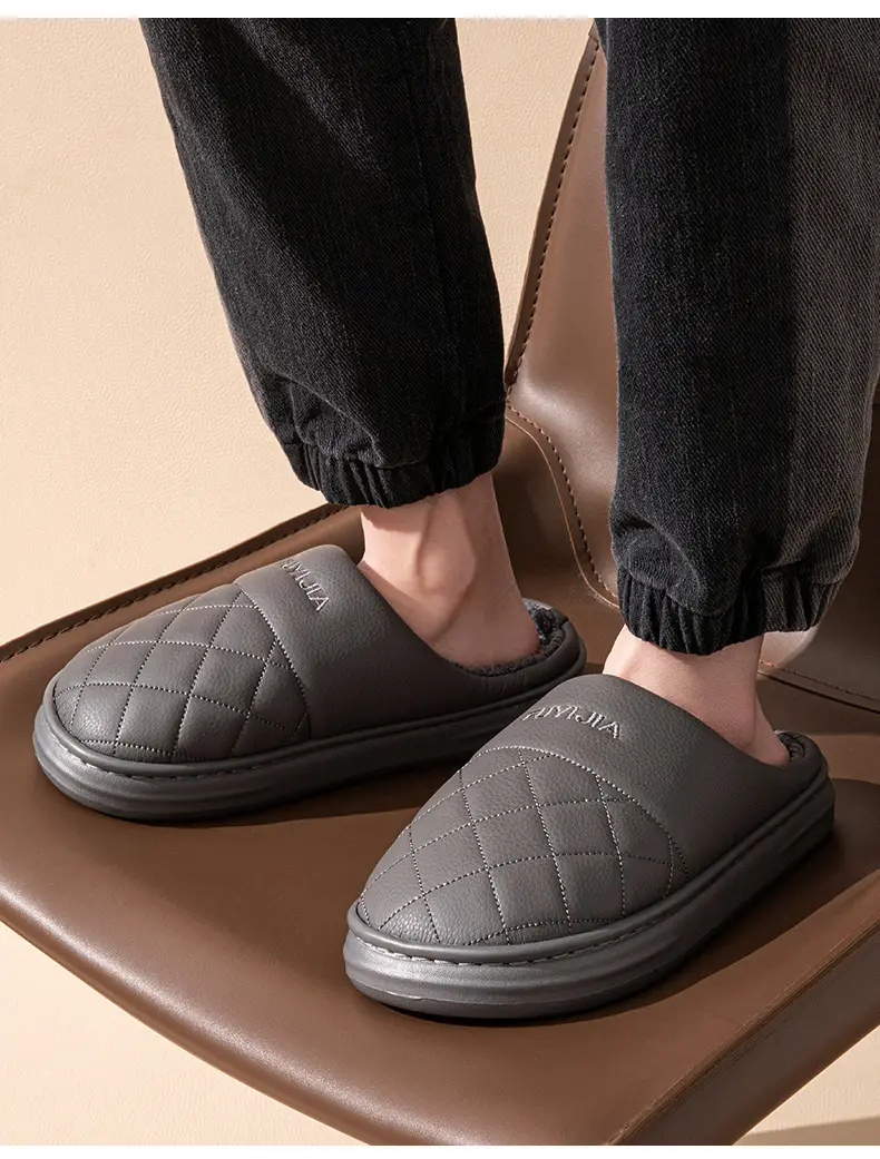 Men's Winter Cotton Slippers with Thick Soles for Indoor Use, Non-Slip, Warm, Fleece-Lined, Thickened, Large Size, Breathable, for Home Use — feature 15