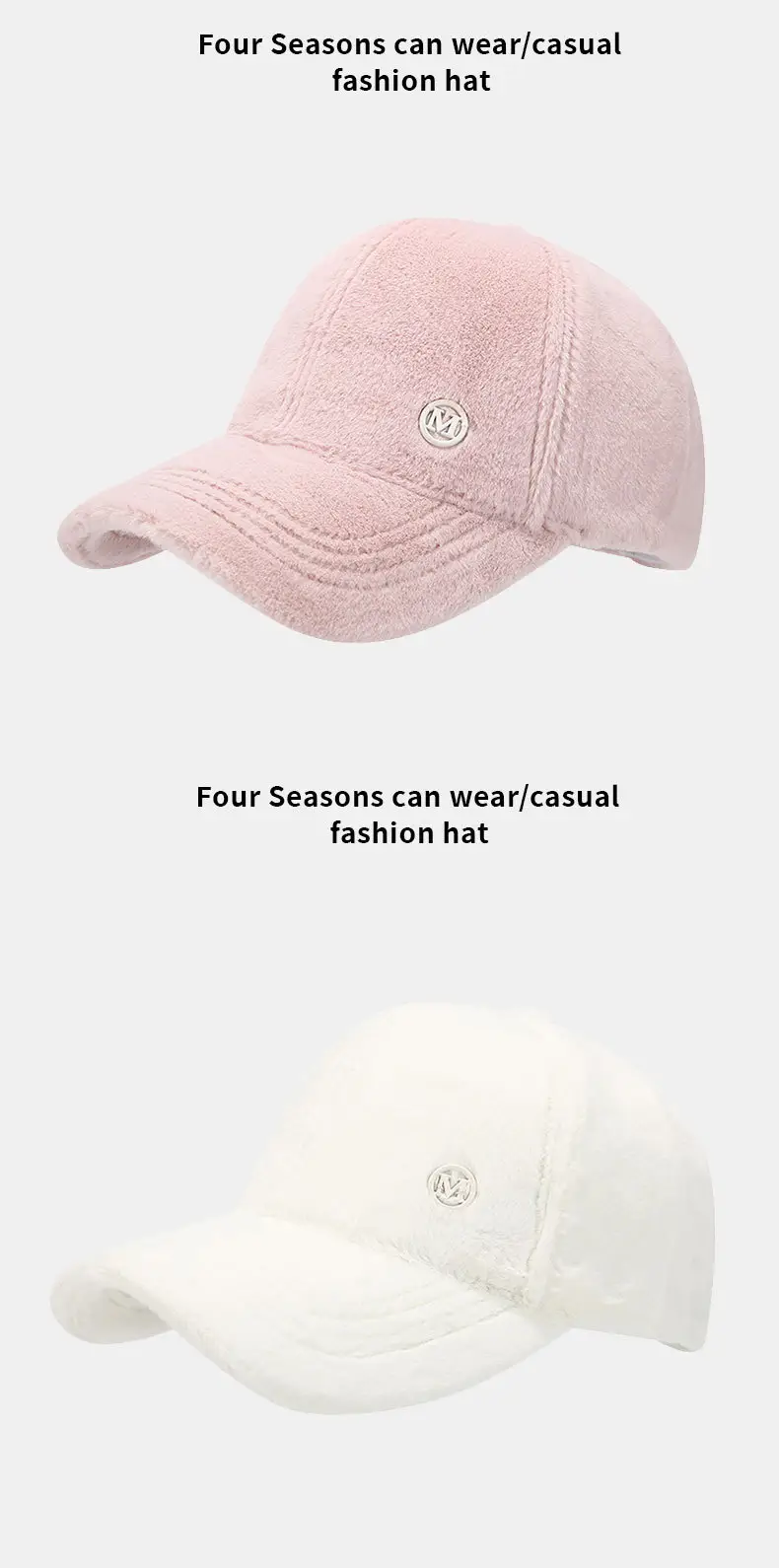 Pink 2024 M Letter Baseball Cap for Girls — feature 8