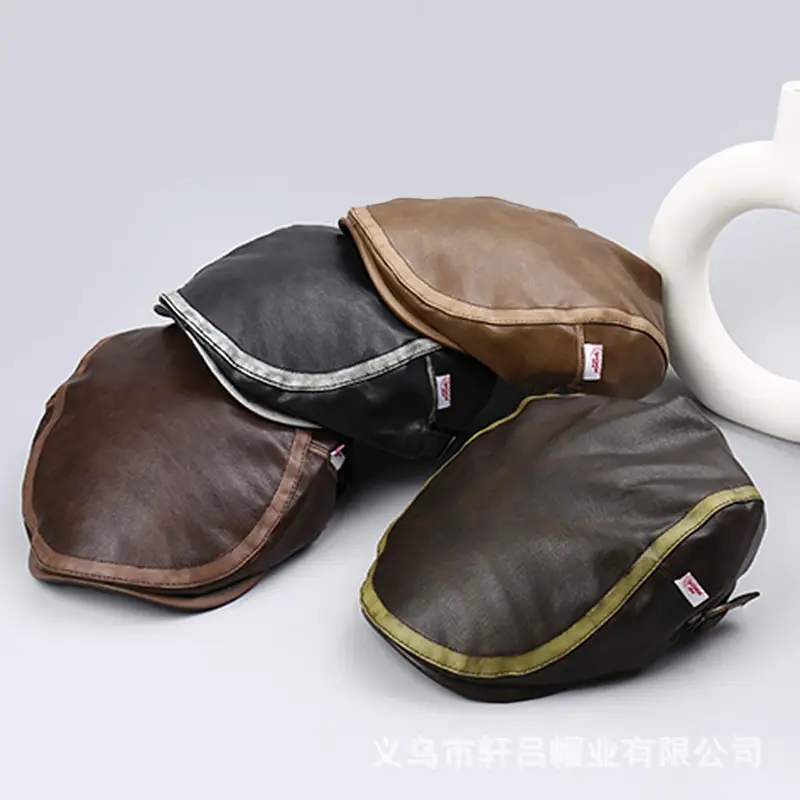 Brown Leather British Cap Forward Windproof Hat - Image 5