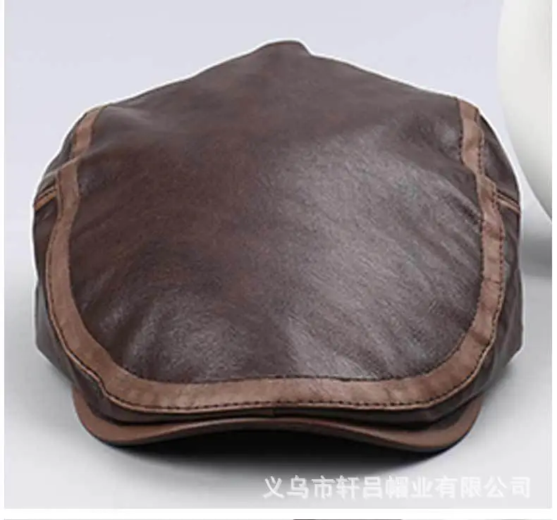 Brown Leather British Cap Forward Windproof Hat — feature 9