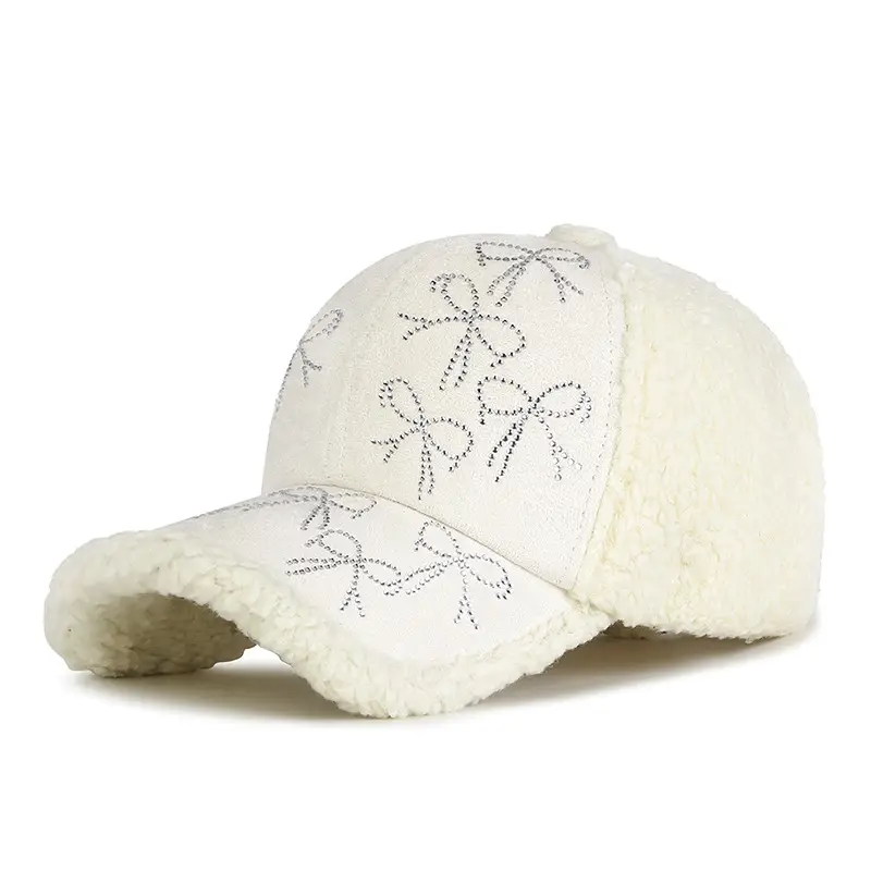 Winter Korean Style Plush Bow Cap for Girls - Image 2