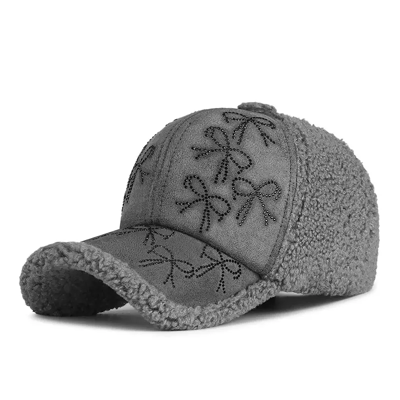 Winter Korean Style Plush Bow Cap for Girls - Image 3