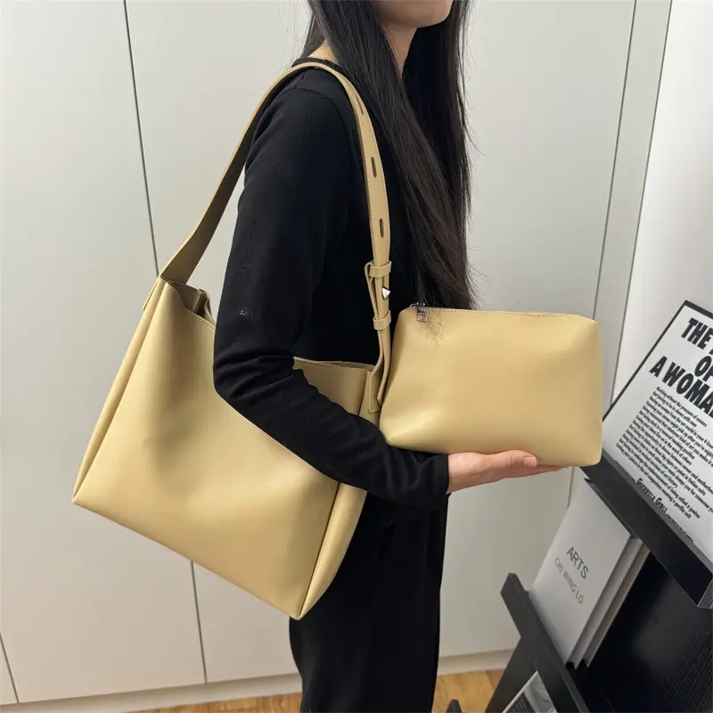 Black Leather Crossbody & Zipper Bag Set for Women - Image 9
