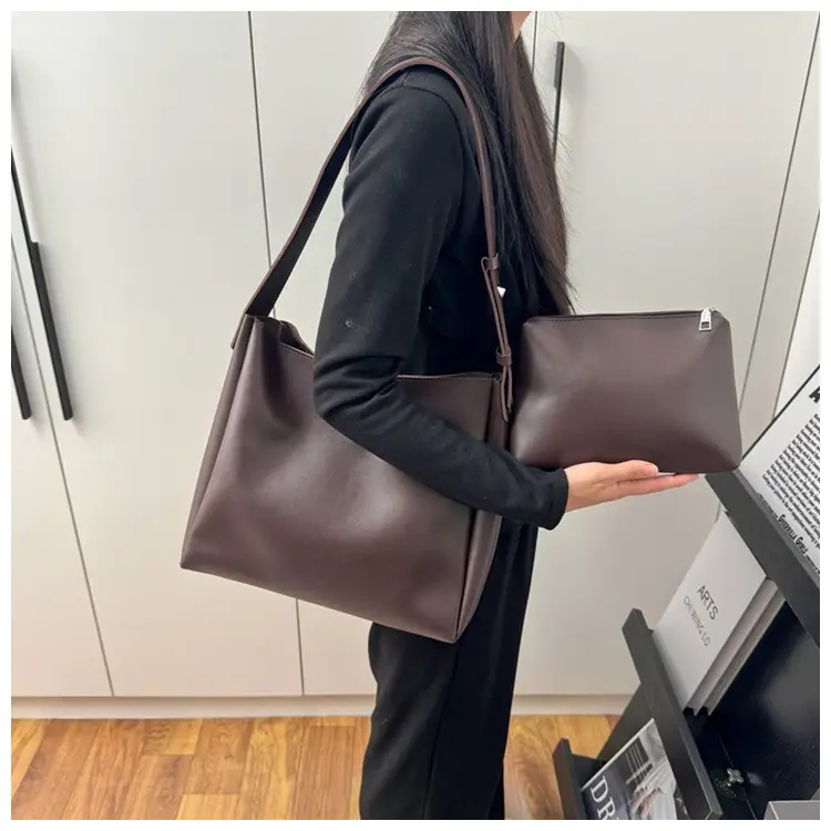 Black Leather Crossbody & Zipper Bag Set for Women — feature 1