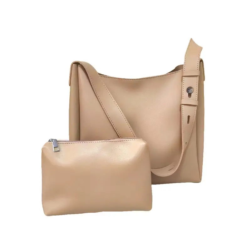 Black Leather Crossbody & Zipper Bag Set for Women - Image 5