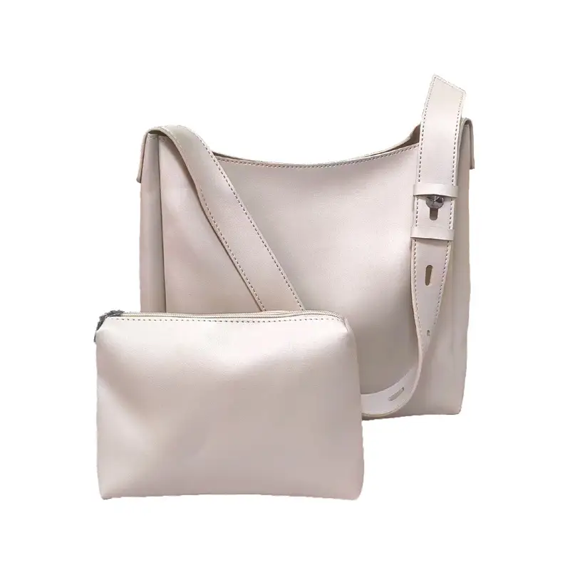 Black Leather Crossbody & Zipper Bag Set for Women - Image 6