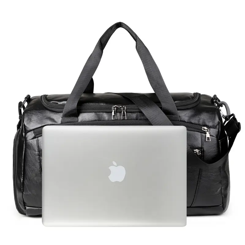 Men's PU Leather Super Large Travel Bag Brown - Image 5