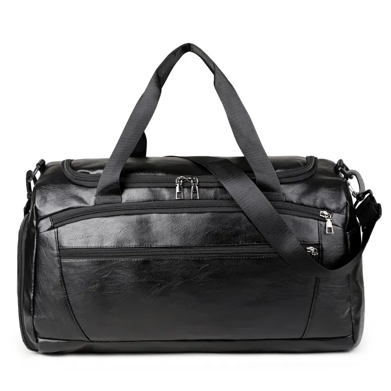 Men's PU Leather Super Large Travel Bag Brown - Image 7
