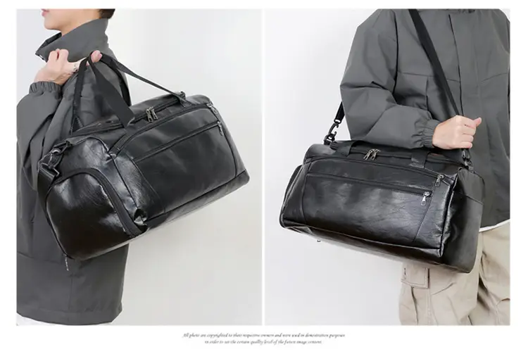 Men's PU Leather Super Large Travel Bag Brown — feature 14