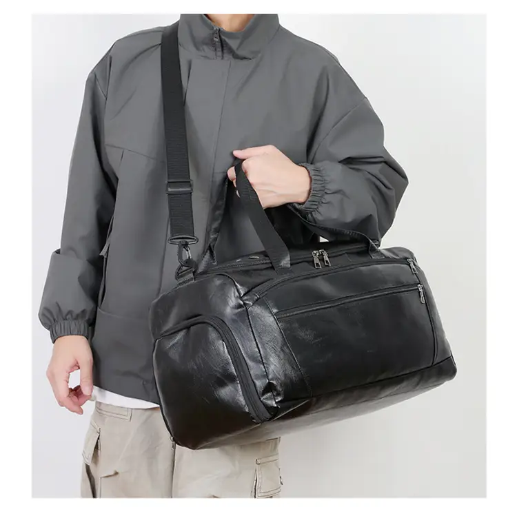 Men's PU Leather Super Large Travel Bag Brown — feature 15