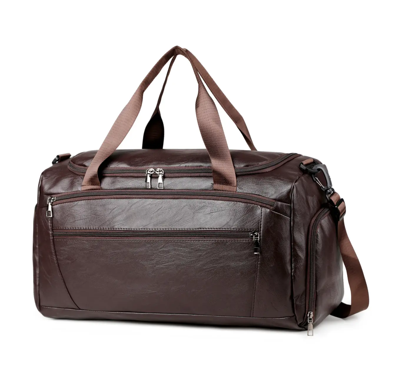 Men's PU Leather Super Large Travel Bag Brown - Image 2