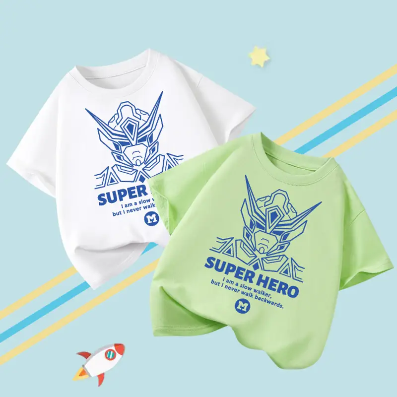 White Super Hero T-Shirt for Boys Large Cotton - Image 3