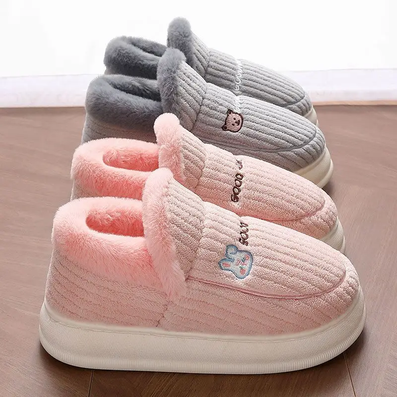 Winter Cotton Slippers for Women, Indoor and Home Thick-Soled Fur Plus Velvet Thickened Warm Cotton Shoes for Outer Wear Wholesale - Image 5