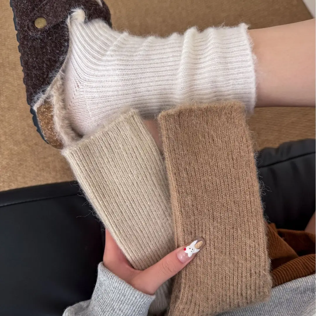 Wool socks children's autumn and winter Maillard socks padded warm cashmere stockings winter Birkenneth shoes piled socks