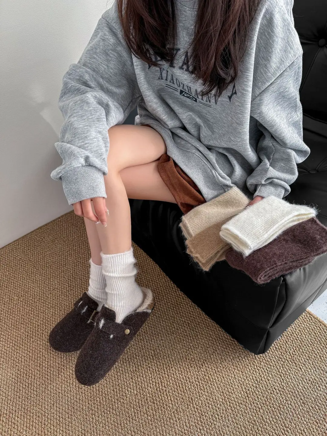 Wool socks children's autumn and winter Maillard socks padded warm cashmere stockings winter Birkenneth shoes piled socks — feature 13