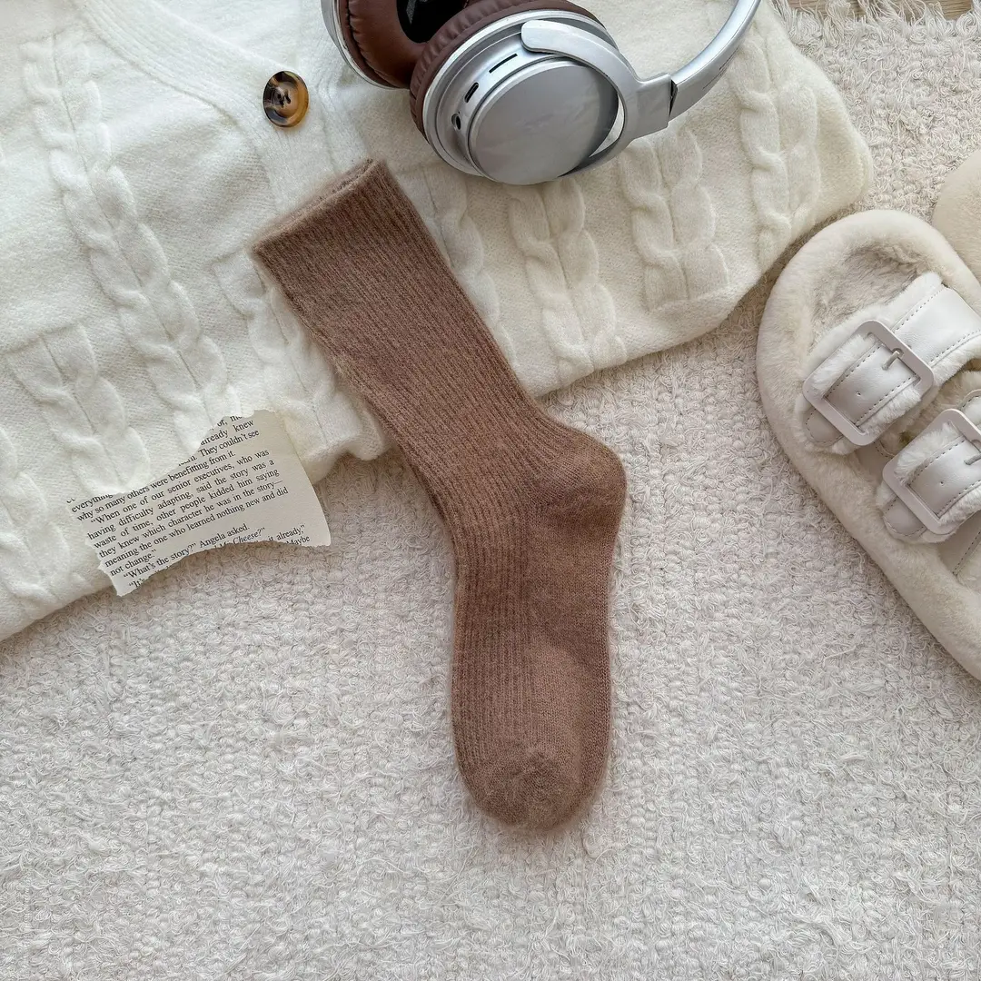Wool socks children's autumn and winter Maillard socks padded warm cashmere stockings winter Birkenneth shoes piled socks — feature 23